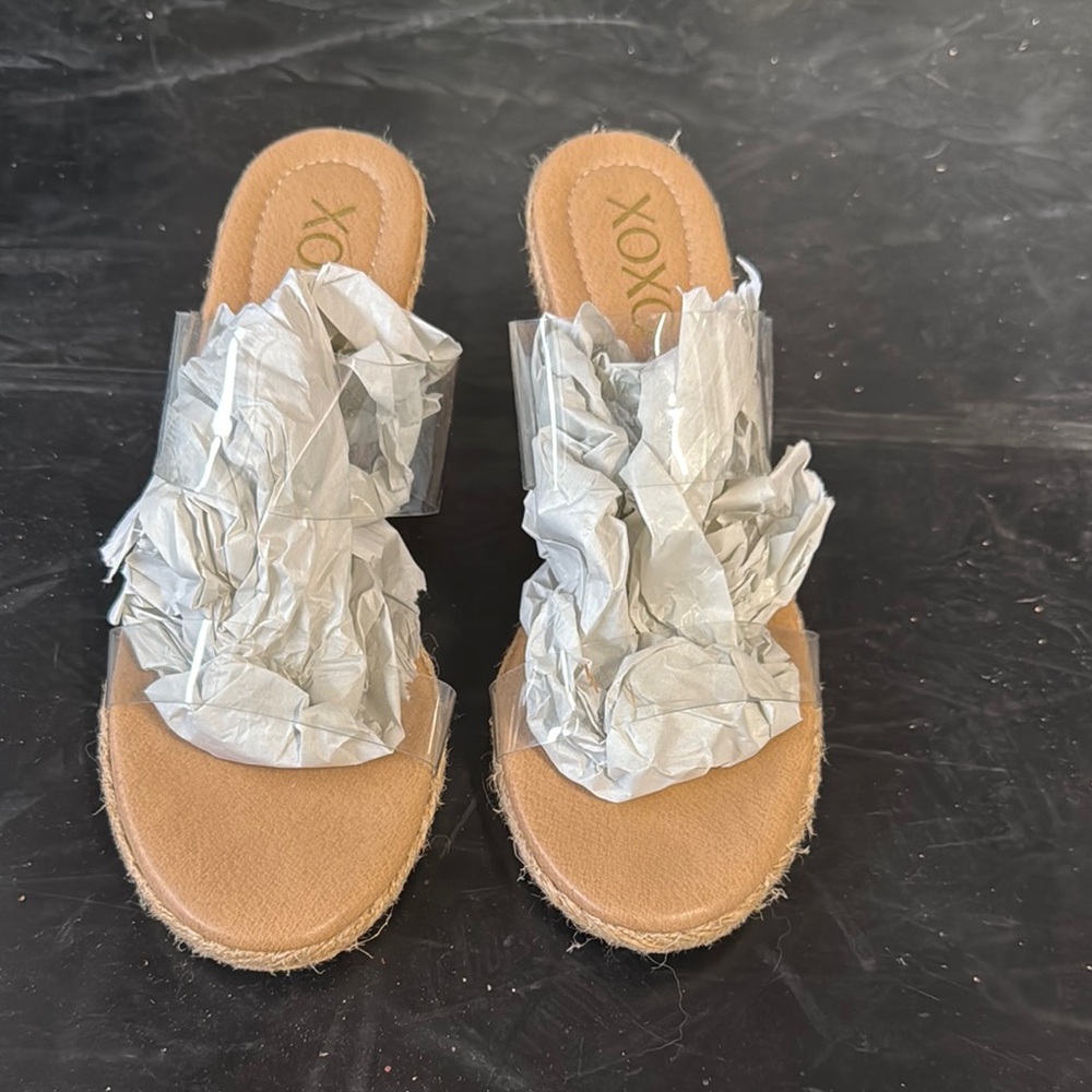 Xoxo clear strap wedges